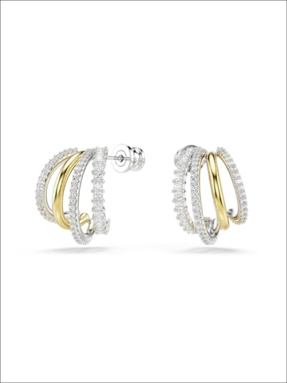 Swarovski Zirconia Mini Hoop Earrings Prong Set Mixed Metal Clip On